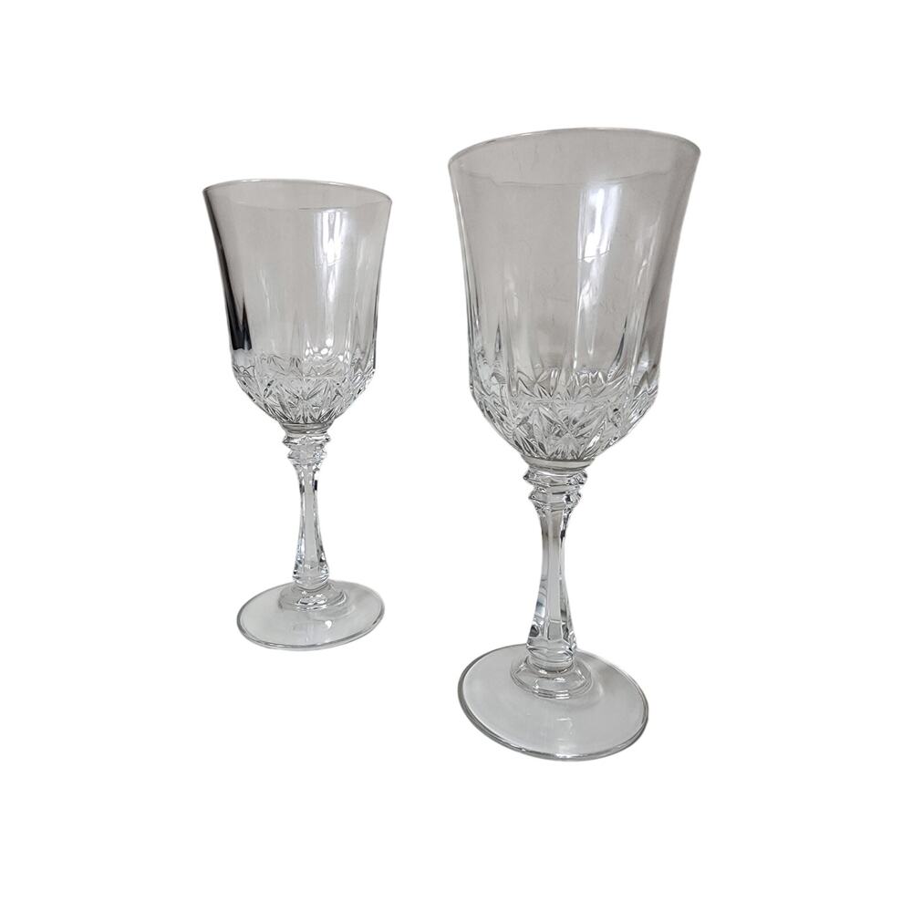 ST GEORGE American Heritage Water Wine Goblets Crystal 8" Tall Set of 2